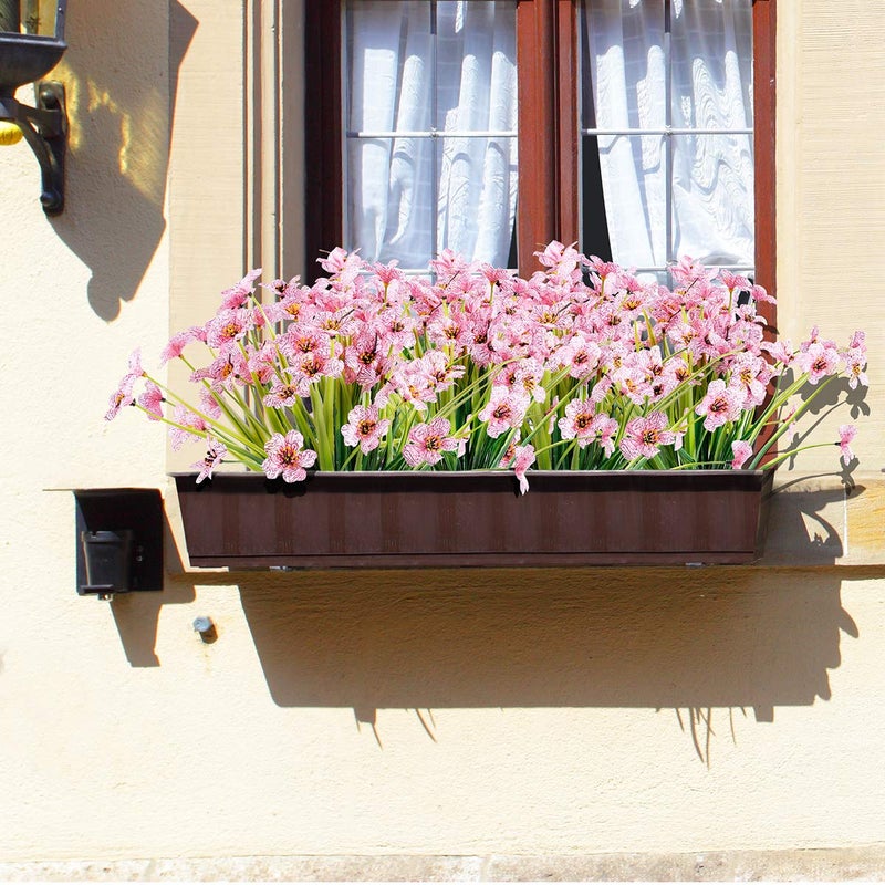 JEMONG 12 Bundles Artificial Flowers Outdoor UV Resistant Fake Flowers No Fade Faux Plastic Plants Garden Porch Window Box Decorating (Pink) - Image 5